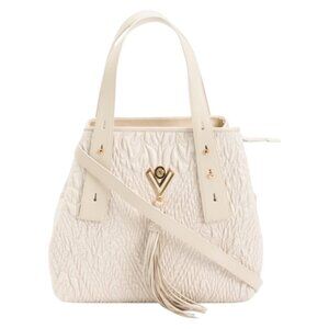 VALENTINO ORLANDI Made In Italy Leather Embroidered Tote With Tassel Flap